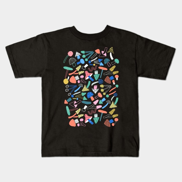 Colorful mushrooms Kids T-Shirt by kostolom3000